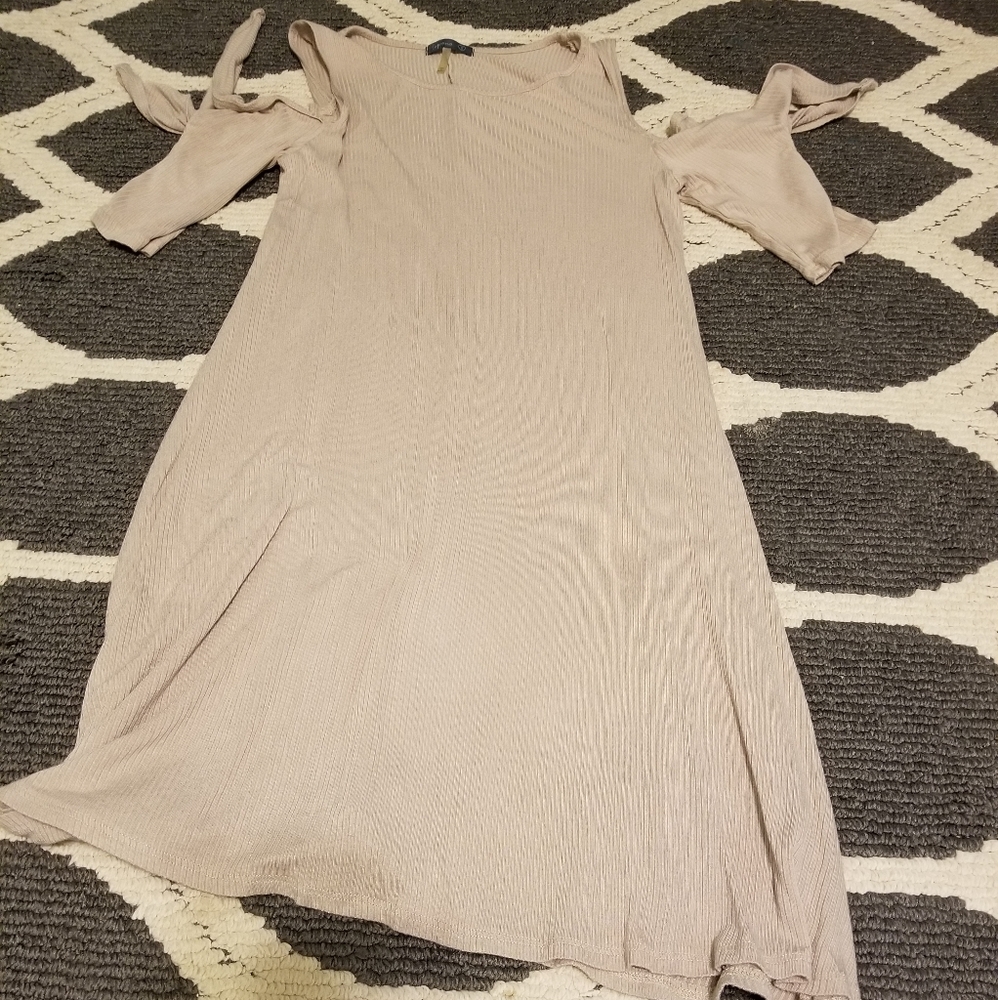 Tan off the shoulder dress